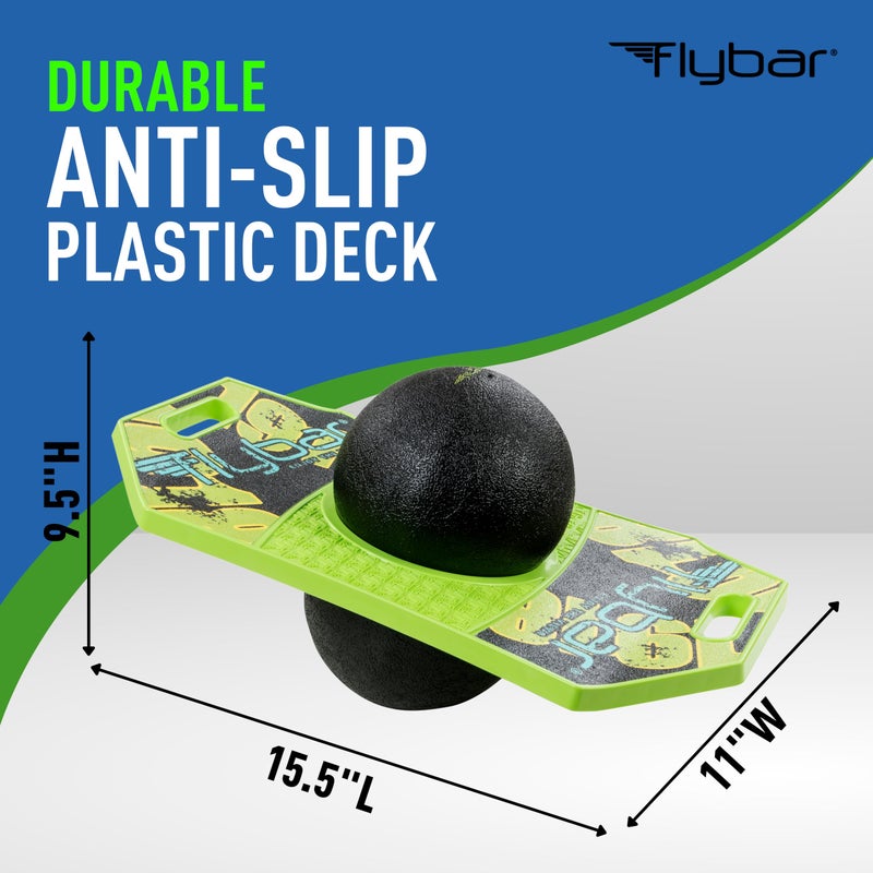 Flybar Pogo Trick Ball for Kids, Trick Bounce Board for Boys and Girls Ages 6+, Up to 160 lbs, Includes Pump, Easy to Carry Handle, Durable Plastic Deck Indoor, Outdoor Toy Pogo Jumper (Green Mean) - Image 4